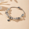 Wholesale Unisex Fashion Geometric Heart Pattern Alloy Electroplated Beaded Pendant Bracelet