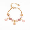 Wholesale Unisex Fashion Geometric Heartshaped Copper Alloy Electroplated Beaded Bracelet With Love Pendant And Diamond Ball Crystal Beads