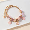 Wholesale Unisex Fashion Geometric Heartshaped Copper Alloy Electroplated Beaded Bracelet With Love Pendant And Diamond Ball Crystal Beads