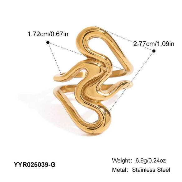 Wholesale Unisex Fashion Geometric Hollow Love Ring In Stainless Steel With Pvd Furnace Vacuum Real Gold Plating