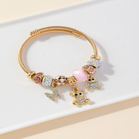 Wholesale Unisex Fashion Insect Animals Zodiac Signs Stainless Steel Alloy Electroplated Beaded Pendant Bracelet