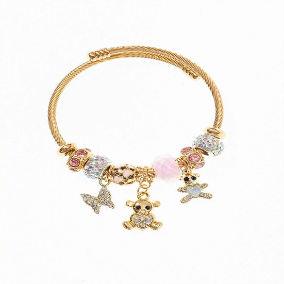 Wholesale Unisex Fashion Insect Animals Zodiac Signs Stainless Steel Alloy Electroplated Beaded Pendant Bracelet