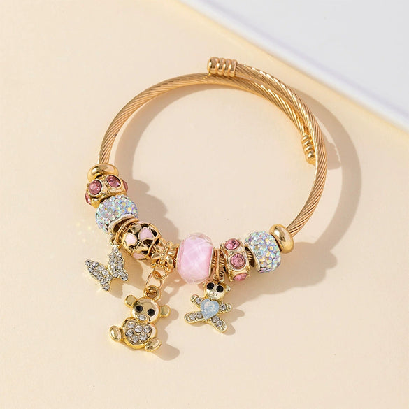 Wholesale Unisex Fashion Insect Animals Zodiac Signs Stainless Steel Alloy Electroplated Beaded Pendant Bracelet