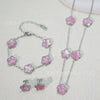 Wholesale Unisex Fashion Simple Plants And Flowers Titanium Steel Electroplated Necklace Bracelet Earrings Set