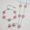 Wholesale Unisex Fashion Simple Plants And Flowers Titanium Steel Electroplated Necklace Bracelet Earrings Set