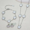 Wholesale Unisex Fashion Simple Plants And Flowers Titanium Steel Electroplated Necklace Bracelet Earrings Set