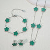Wholesale Unisex Fashion Simple Plants And Flowers Titanium Steel Electroplated Necklace Bracelet Earrings Set