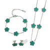 Wholesale Unisex Fashion Simple Plants And Flowers Titanium Steel Electroplated Necklace Bracelet Earrings Set