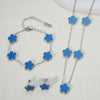 Wholesale Unisex Fashion Simple Plants And Flowers Titanium Steel Electroplated Necklace Bracelet Earrings Set