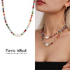 Wholesale Unisex Ferris Wheel Colorful Natural Stone Beaded Necklace With Freshwater Rice Pearl Simple Geometric Titanium Steel Electroplated Clavicle Chain