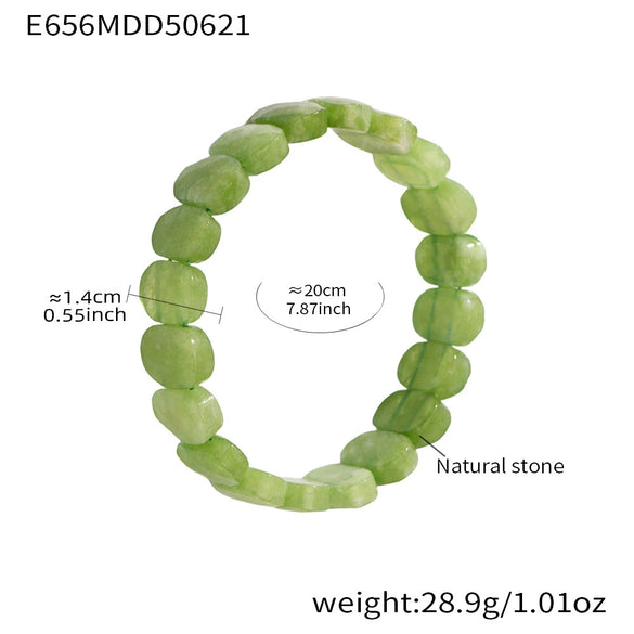Wholesale Unisex Ferris Wheel Faceted Multicolor Natural Stone Elastic Bracelet With Green Aventurine Crystal Agate Stainless Steel Geometric Electroplated