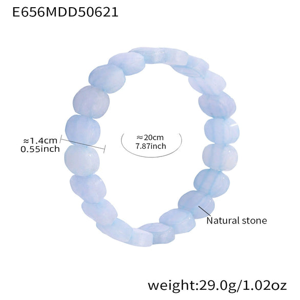 Wholesale Unisex Ferris Wheel Faceted Multicolor Natural Stone Elastic Bracelet With Green Aventurine Crystal Agate Stainless Steel Geometric Electroplated