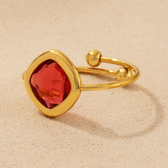 Wholesale Unisex Ferris Wheel Geometric Stainless Steel And Glass Stone Electroplated Open Adjustable Ring Bracelet