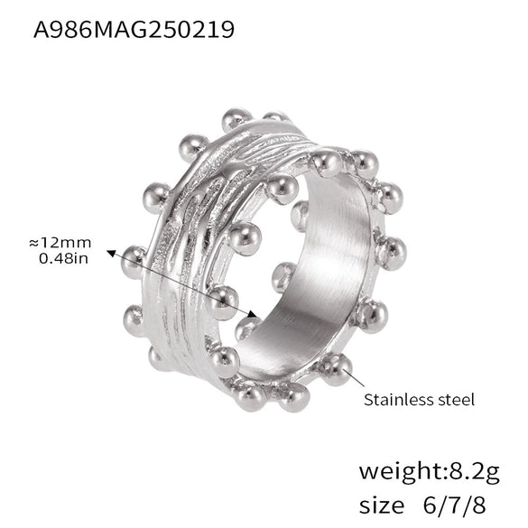 Wholesale Unisex Ferris Wheel Retro Palace Style Asymmetrical Design Jewelry Set Of Open J Ring Bracelet And Earrings In Titanium Steel And Stainless Steel Goldplated