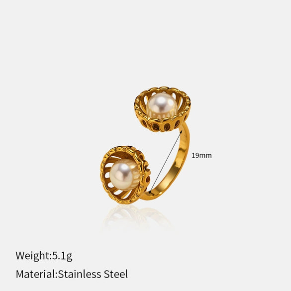 Wholesale Unisex Flower Pattern Stainless Steel Electroplated Ring With Simple Geometric Design