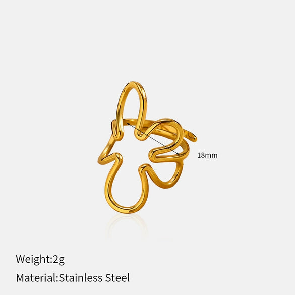 Wholesale Unisex Flower Pattern Stainless Steel Electroplated Ring With Simple Geometric Design