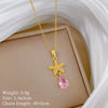 Wholesale Unisex Geometric Cartoon Minimalist Stainless Steel And Copper Diamond Necklace With Water Drop And Sea Star Design