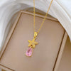 Wholesale Unisex Geometric Cartoon Minimalist Stainless Steel And Copper Diamond Necklace With Water Drop And Sea Star Design