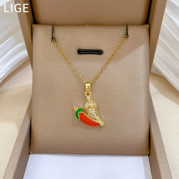 Wholesale Unisex Geometric Cartoon Minimalist Stainless Steel Copper Pendant Necklace