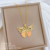 Wholesale Unisex Geometric Cartoon Natural Style Stainless Steel Copper Pendant Necklace With Butterfly Pattern