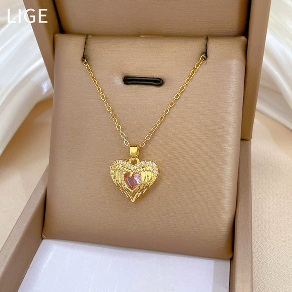 Wholesale Unisex Geometric Cartoon Stainless Steel Copper Micro Inlay Full Diamond Clavicle Chain Jewelry
