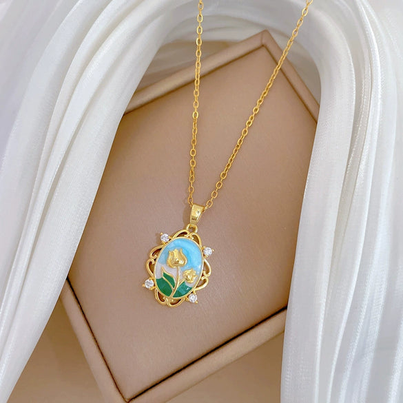 Wholesale Unisex Geometric Cartoon Stainless Steel Copper Pendant Necklace