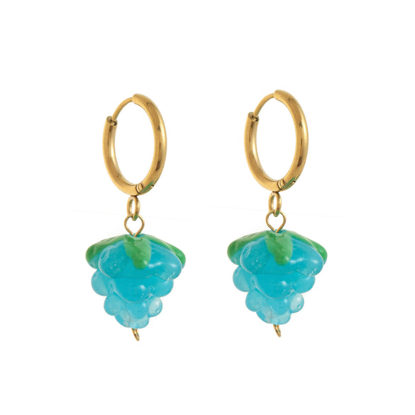 Wholesale Unisex Geometric Colorful Zircon Fruit Stainless Steel Electroplated Earrings