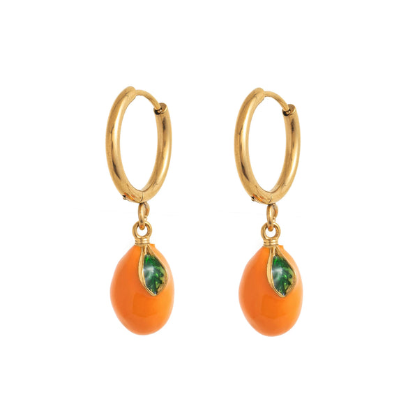 Wholesale Unisex Geometric Colorful Zircon Fruit Stainless Steel Electroplated Earrings