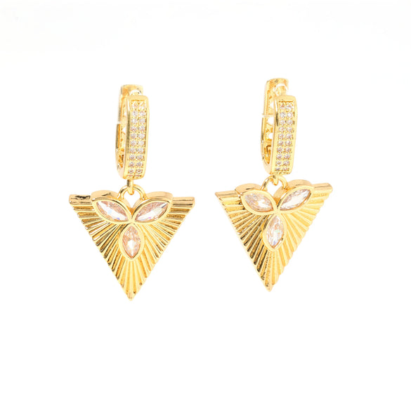 Wholesale Unisex Geometric Copper Earrings With Heart Shape And Rhombus Pattern