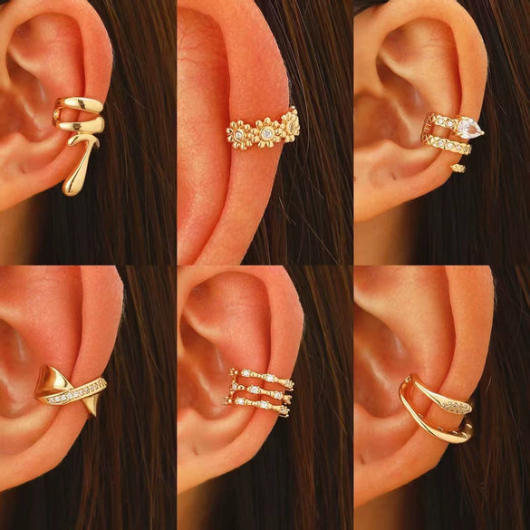 Wholesale Unisex Geometric Copper Goldplated Ear Clips