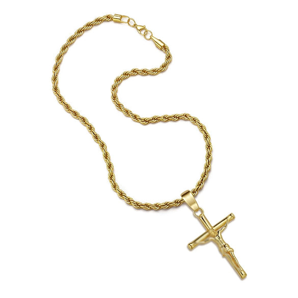 Wholesale Unisex Geometric Cross Necklace 18K Gold Plated Purely Handmade Copper