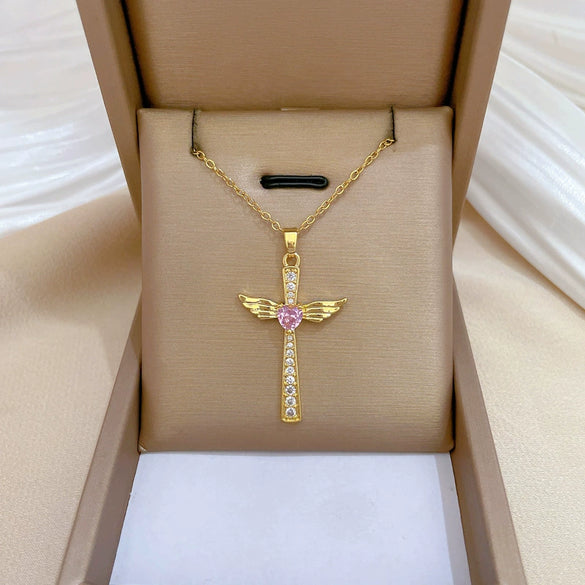 Wholesale Unisex Geometric Diamond Necklace With Titanium Steel And Copper Pendant