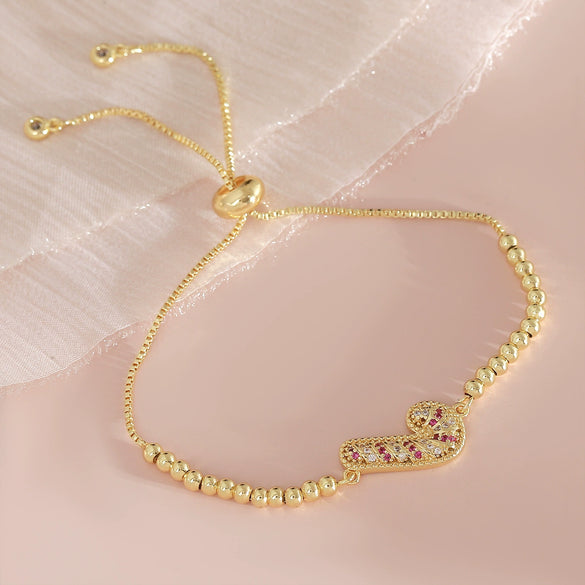 Wholesale Unisex Geometric Diamondencrusted Christmas Scepter Copper Bracelet 18K Gold Plated Inlaid With Zircon