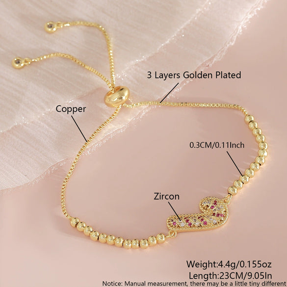 Wholesale Unisex Geometric Diamondencrusted Christmas Scepter Copper Bracelet 18K Gold Plated Inlaid With Zircon