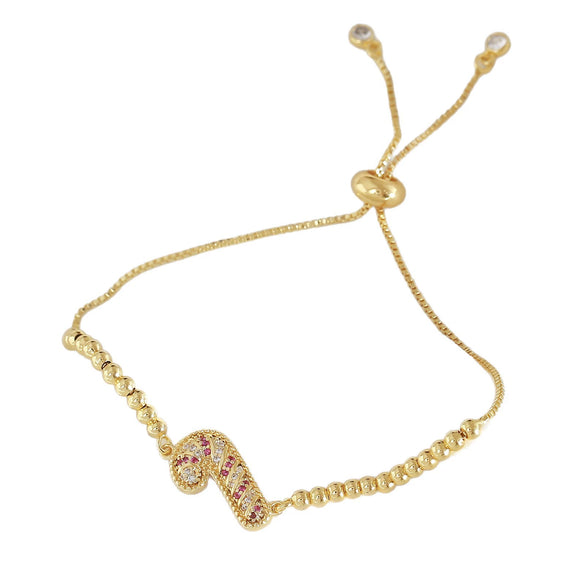 Wholesale Unisex Geometric Diamondencrusted Christmas Scepter Copper Bracelet 18K Gold Plated Inlaid With Zircon