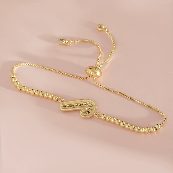 Wholesale Unisex Geometric Diamondencrusted Christmas Scepter Copper Bracelet 18K Gold Plated Inlaid With Zircon