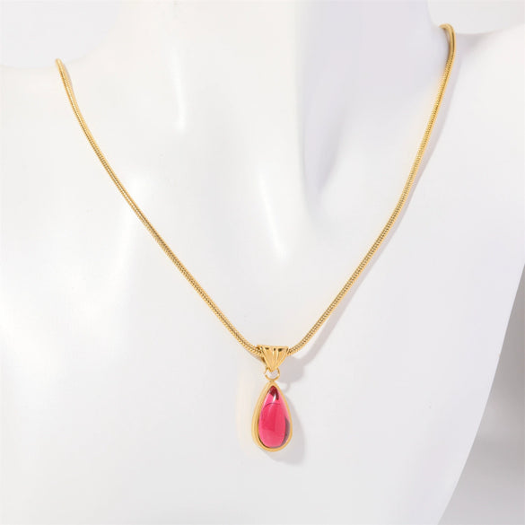 Wholesale Unisex Geometric Dropshaped Titanium Steel Snake Bone Chain 18K Goldplated Necklace