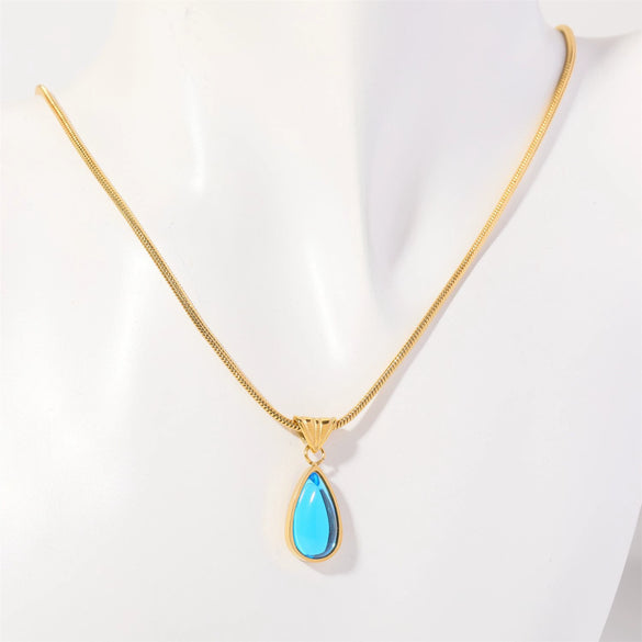 Wholesale Unisex Geometric Dropshaped Titanium Steel Snake Bone Chain 18K Goldplated Necklace