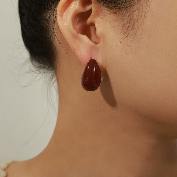 Wholesale Unisex Geometric Electroplated Copper Earrings With Hollow Water Drop Design