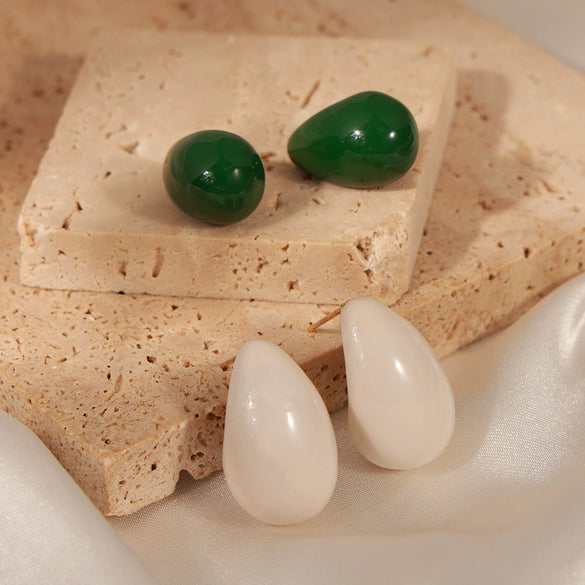 Wholesale Unisex Geometric Electroplated Copper Earrings With Hollow Water Drop Design