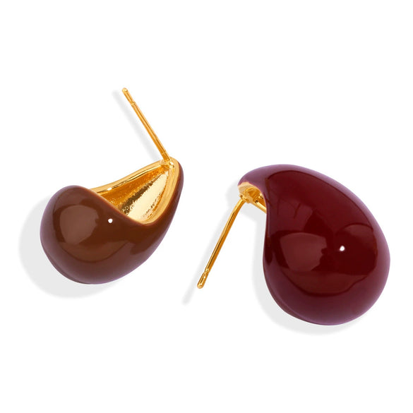 Wholesale Unisex Geometric Electroplated Copper Earrings With Hollow Water Drop Design