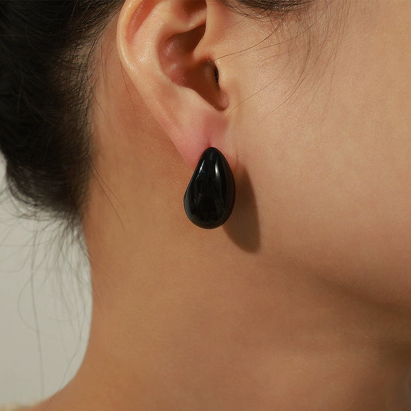 Wholesale Unisex Geometric Electroplated Copper Earrings With Hollow Water Drop Design