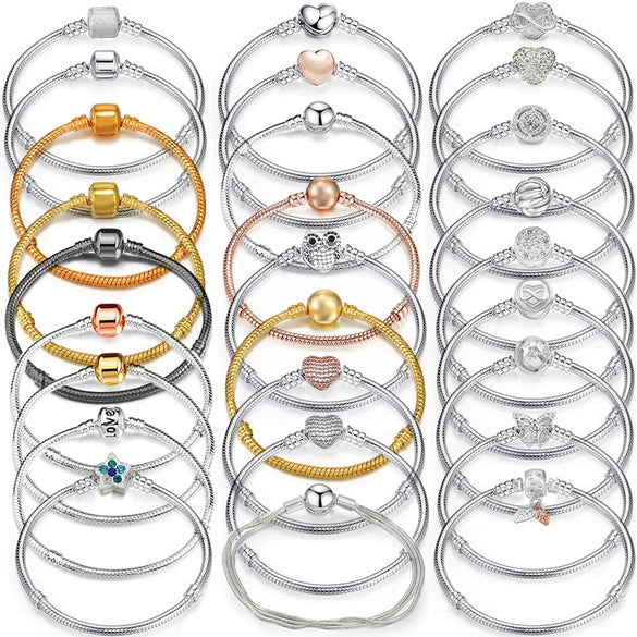 Wholesale Unisex Geometric Electroplated Metal Snake Bone Base Chain Bracelet For Diy Making