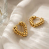Wholesale Unisex Geometric Electroplated Stainless Steel Heartshaped Twist Ear Hoops Jewelry