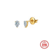 Wholesale Unisex Geometric Electroplated 316 Stainless Steel Peach Heart Single Diamond Earrings