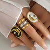 Wholesale Unisex Geometric Electroplated Titanium Steel Ring With Starry Sky Moon Design