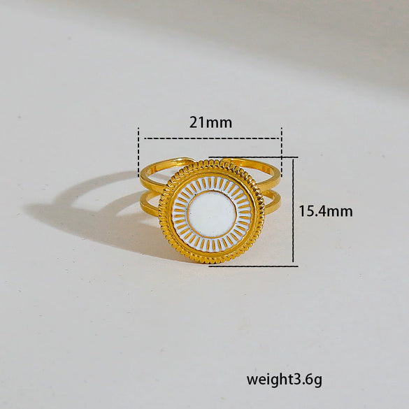 Wholesale Unisex Geometric Electroplated Titanium Steel Ring With Starry Sky Moon Design