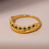 Wholesale Unisex Geometric Ferris Wheel Doublelayer Ring Gold Plated Stainless Steel And Zircon Jewelry