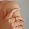 Wholesale Unisex Geometric Ferris Wheel Doublelayer Ring Gold Plated Stainless Steel And Zircon Jewelry