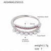 Wholesale Unisex Geometric Ferris Wheel Inlaid Colored Zircon Row Drill Ring With Imitation Pearls Titanium Steel Gold Plated Jewelry